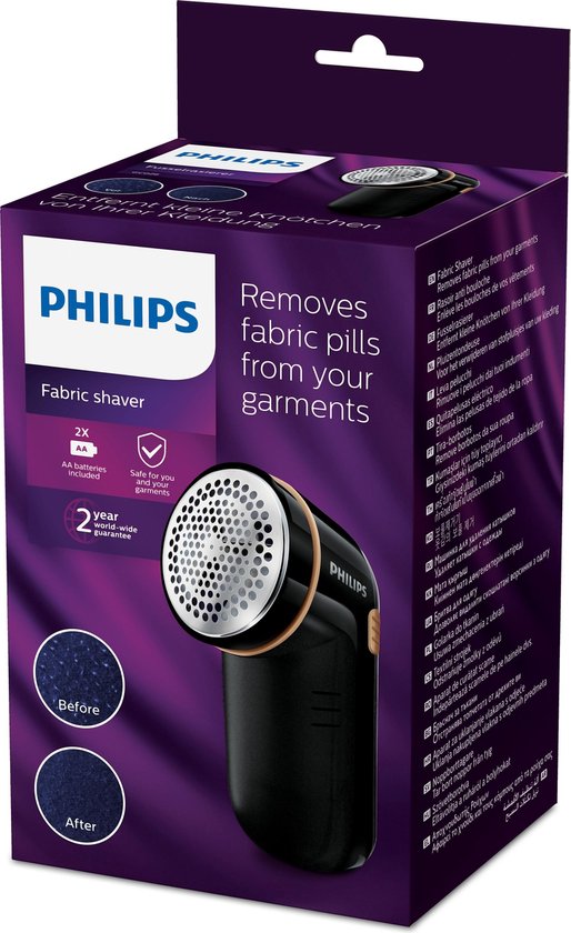 Philips GC026/80 - Pluizenverwijderaar - Kledingontpluizer - Ontpiller met 3 Groottes - Zwart / Koper