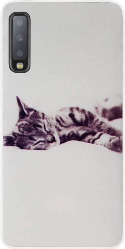 Coque souple en Siliconen ADEL pour Samsung Galaxy A7 (2018) - Chat couché