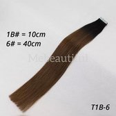 Tape Hair Extensions  Ombre Balayage 1b/6 bruin zwart asblond Stikker 50gram/2,5gram stuk dik&volle punten