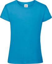 Fruit Of The Loom Meisjes Zachtgesponnen T-shirt  Korte Mouwen (2 stuks) (Azure Blauw)