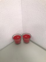 kaarsjes - 2 stuks - rood - 5 cm hoog