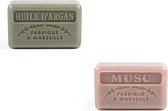 Soap bar set - zeep savon de marseille Huile d'argan + Musc 2x125 gr.