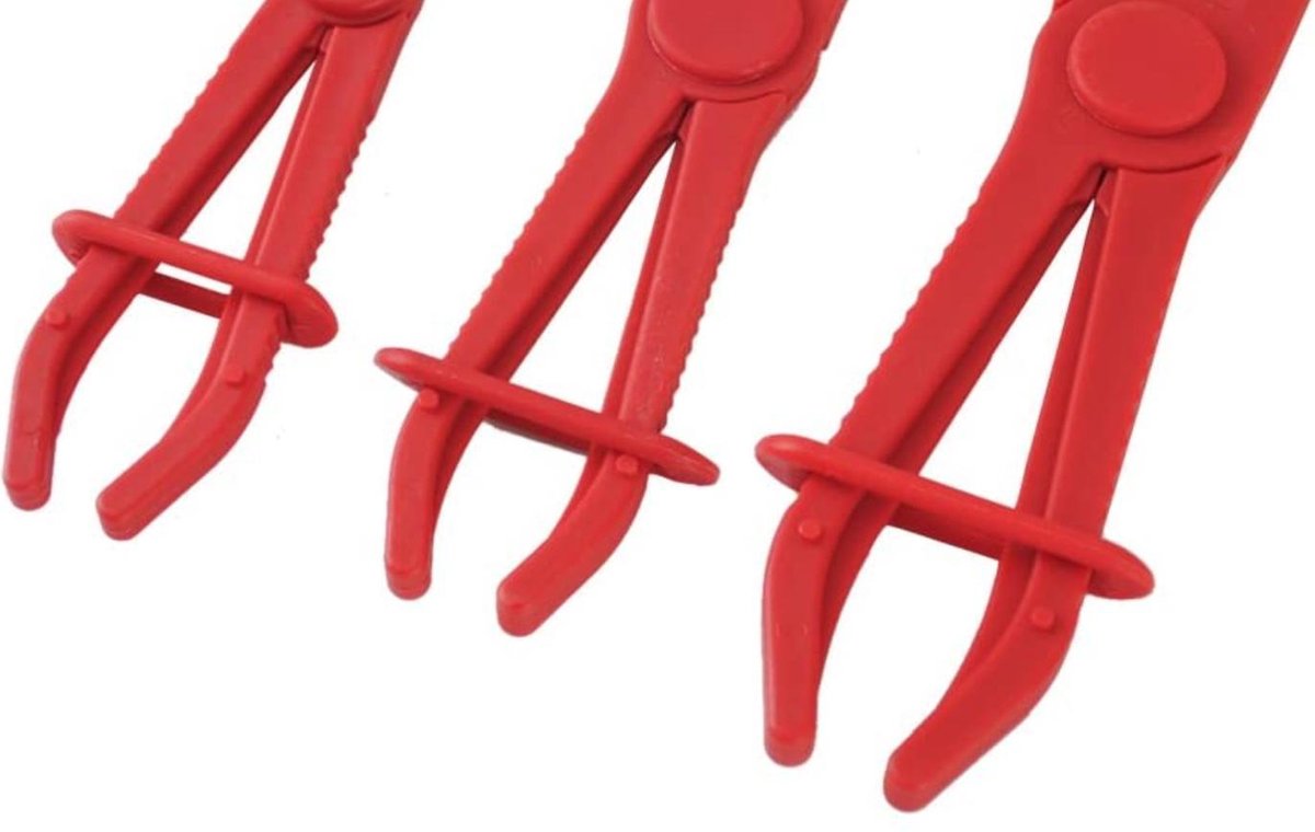 Slangklemtangset Slang Afklemtang Klemtang Kfz Slangklemmen Tangenset Afklemtang Set voor het afklemmen van koel slangen, rem- en benzineleidingen (Rood 6-delig