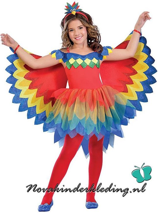Amscan Kostuum Pretty Parrot Rood/geel/blauw 7-8 Jaar 2-delig