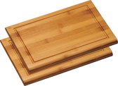 2x Bamboe houten snijplanken 21 x 31 cm - Keukenbenodigdheden - Kookbenodigdheden - Dikke snijplank van hout - Snijplankjes/snijplankje