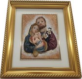 Schilderij 3d woonkamer en andere kamers decoratie – schilderijen gemaakt van polyresin Maria, Jozef en Jezus 25 x 30 cm