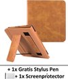 Luxe Lederen Smart Sleepcover Book Case Cover Hoes Met Handvat Voor Kobo Libra H2O - Kobo Libra H20 Auto-Wake Standaard Flip Sleeve - Beschermhoes Met Screen Protector & Stylus Pen - Bruin