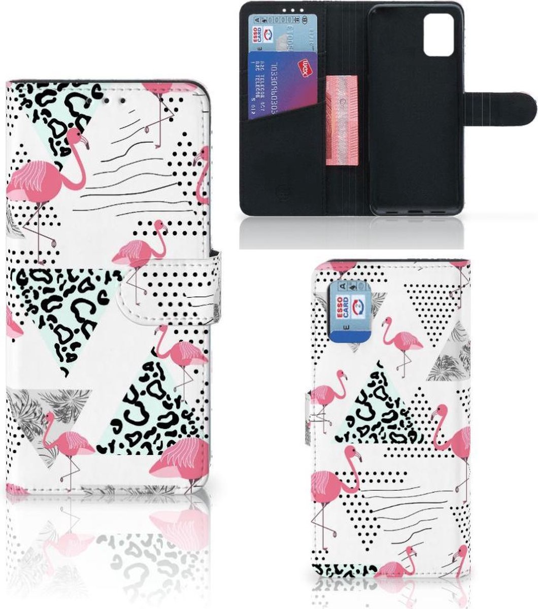 Samsung Galaxy A31 Telefoonhoesje met Pasjes Flamingo Triangle