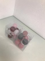 Kerstballen - 2 sets - rood/grijs, wit en roze - LED