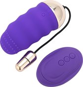 TiLoved vibrator eitje voor vrouwen oplaadbaar - 10 standen 8cm met ribbels – Paars goud waterproof