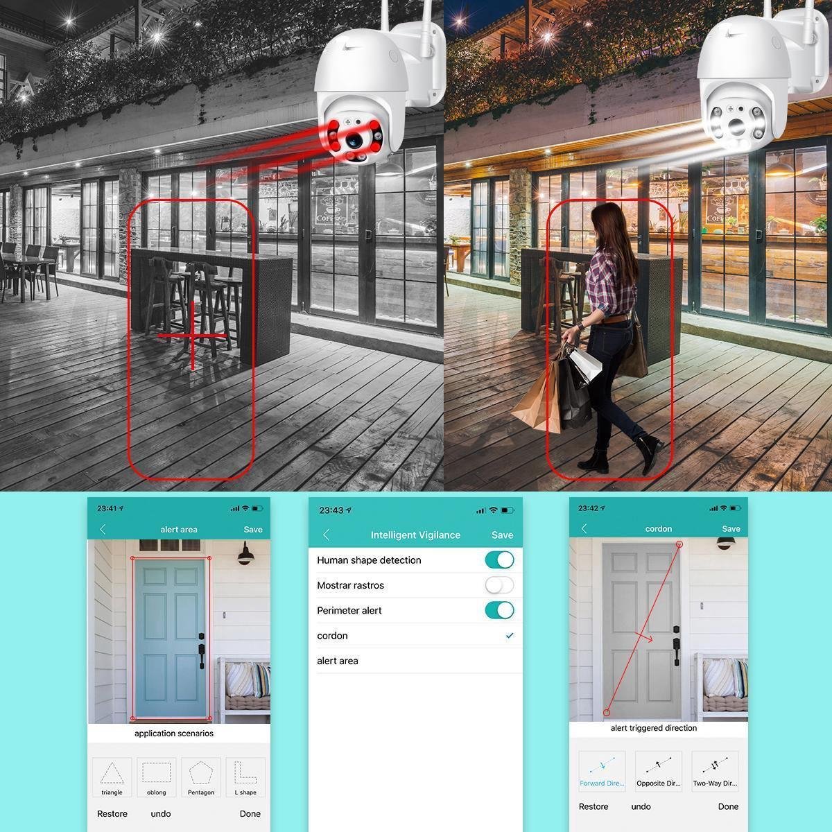 Afbeelding 2 van Fuegobird Full HD 1080P Wifi Smart Bewakingscamera's - PTZ IP Camera - IP66 Waterdichtheid - Binnen en Buitengebruik - Dual band WIFI - ONVIF - Wit