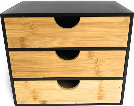 Bamboe kabinet met 3 lades - Bamboe opbergbox - Bamboe opbergkast 3 lades -  Klein... | bol.com