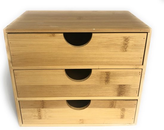 Namens compromis schetsen Bamboe kabinet met 3 lades - Bamboe opbergbox - Bamboe opbergkast 3 lades -  Klein... | bol.com