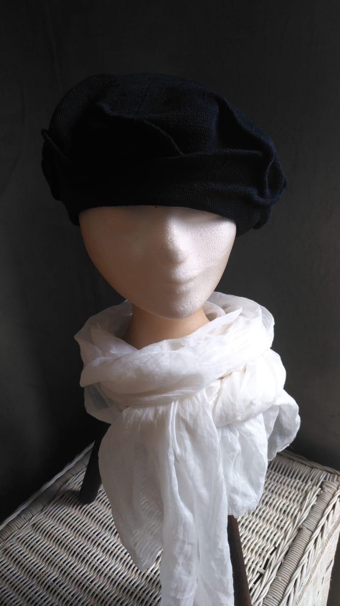 Le Sjalerie Baret Hoed Meisje Donkerblauw Met Belijning/ Versiering Maat XS 2-3 JAAR