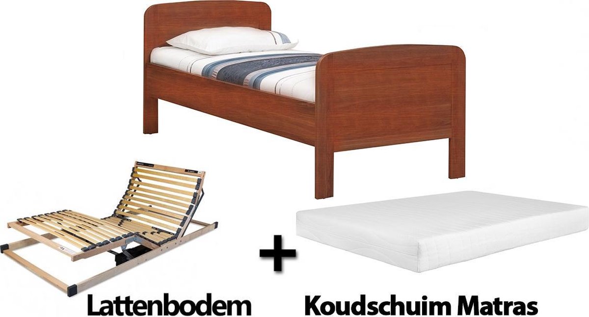 Bed4less Complete set ledikant Senioren seniorenbed 90x200cm kersen Koudschuim matras