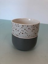 Kommen - wit en grijs met gouden details 2 stuks