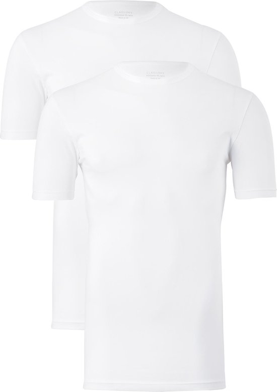 Claesen's Basics T-shirts (2-pack) - heren T-shirts O-hals - wit - Maat: L