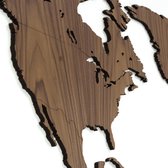 Houten wereldkaart - Antarctica projectie - Walnoot - M (105 x 40 cm) - wanddecoratie - design - muurdecoratie hout
