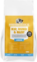 Hondenbrokken.nl Hondenvoer Kip & Rund & Rijst Junior - Hondenbrokken voor opgroeiende hond - 15KG
