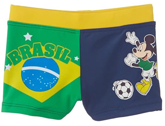 Disney Mickey Mouse - Zwembroek - Model "Mickey Playing For Brazil" - Groen  / Geel -... | bol.com
