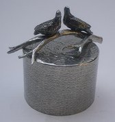 Sokkel met tortelduifjes - Zilvertin Asbeeld Dieren Urn Voor Uw Geliefde Duif of Vogel - Kat - Hond - Paard - Konijn