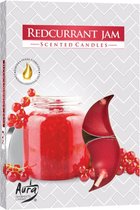 Aura - Geur Theelichtjes / Geurkaarsen / Waxinelichtjes / Scented Candles - Redcurrant Jam/Aalbessen jam - Zoete geur - 1 doosje met 6 waxinelichtjes