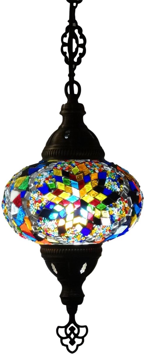 Turkse Lamp - Hanglamp - Mozaïek Lamp - Marokkaanse Lamp - Oosters Lamp - Authentiek - Handgemaakt - Multicolour