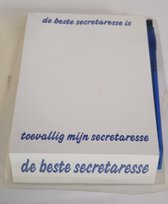 Kladblok met pen "De beste sectraresse is....."