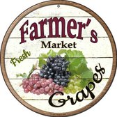 Wandbord - Farmer's Market Fresh Grapes - Boerderij Markt Druiven