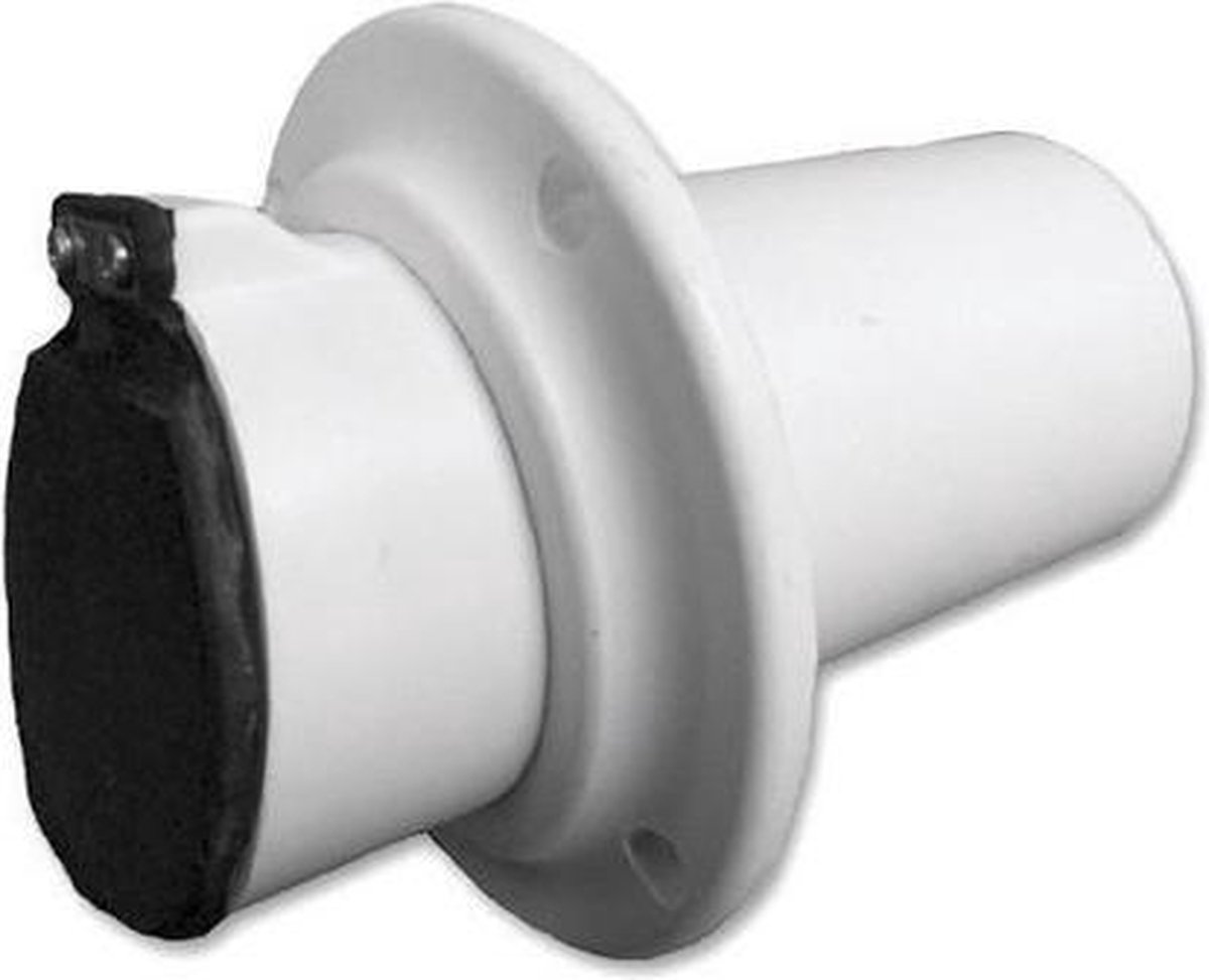 Centek Marine witte kunststof GRP Spiegeldoorvoer Ø51mm met zwarte Terugslagklep