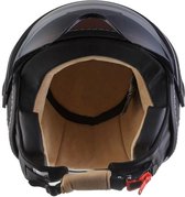 MOTO H44, casque Jet, casque scooter, casque moto, rétro, cuir Vintage Black, XS, tour de tête 53-54cm