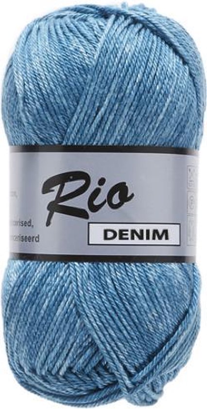 Lammy yarns - jeans katoen garen - Rio denim turquoise (659) - pendikte 3 a  3,5mm - 5... | bol.com