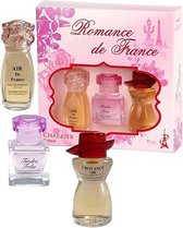 CADEAU TIP,  Romance de France 3 originele Franse parfum miniaturen.