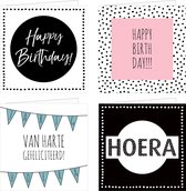 4x verjaardagskaarten | HAPPY BIRTHDAY | wenskaarten / set kaarten met enveloppen