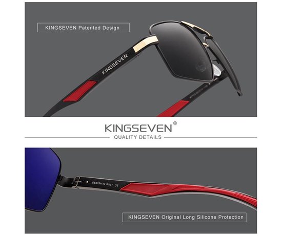 Kingseven Offroad - Stoere Mannen Zonnebril met UV400 en polarisatie filter - Goud Grijs montuur van Kingseven — afbeelding 4
