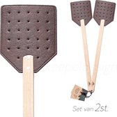 Vliegenmepper-Leer-hout met Ophanglus (Set van 2) - Esschert Design