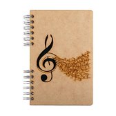 KOMONI - Duurzaam houten Notitieboek - Dagboek -  Gerecycled papier - Navulbaar -  A4 - Gelinieerd -  Muziek