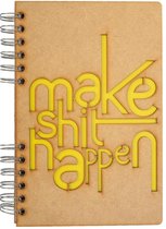 KOMONI - Duurzaam houten Bullet Journal - Gerecycled papier - Navulbaar - A4 - Stippen -   Make Shit Happen