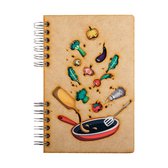 KOMONI - Duurzaam houten Bullet Journal - Gerecycled papier - Navulbaar - A4 - Stippen -  Receptenboek - Ingrediënten