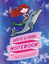 Cute Mermaid Write & Draw Notebook for Girls (Ages 3 & up) / 100 Pages / 50 Sheets / Size