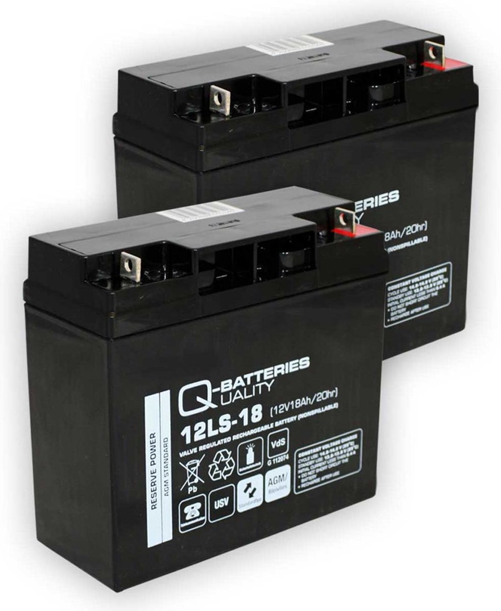 Q-Batteries Vervanging Batterij Voor Brandalarmsysteem ABB BZK20 2 X AGM Batterij 12V 18 Ah Met VdS 4250889662851