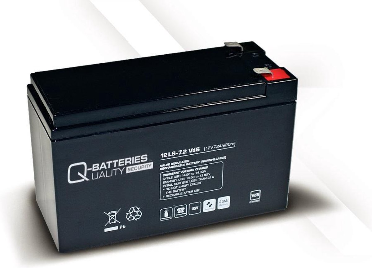 Q-Batteries Vervangingsbatterij Voor APC Back-UPS CS BK350-RS RBC2 RBC 2/brandbatterij Met VdS 4250889615659