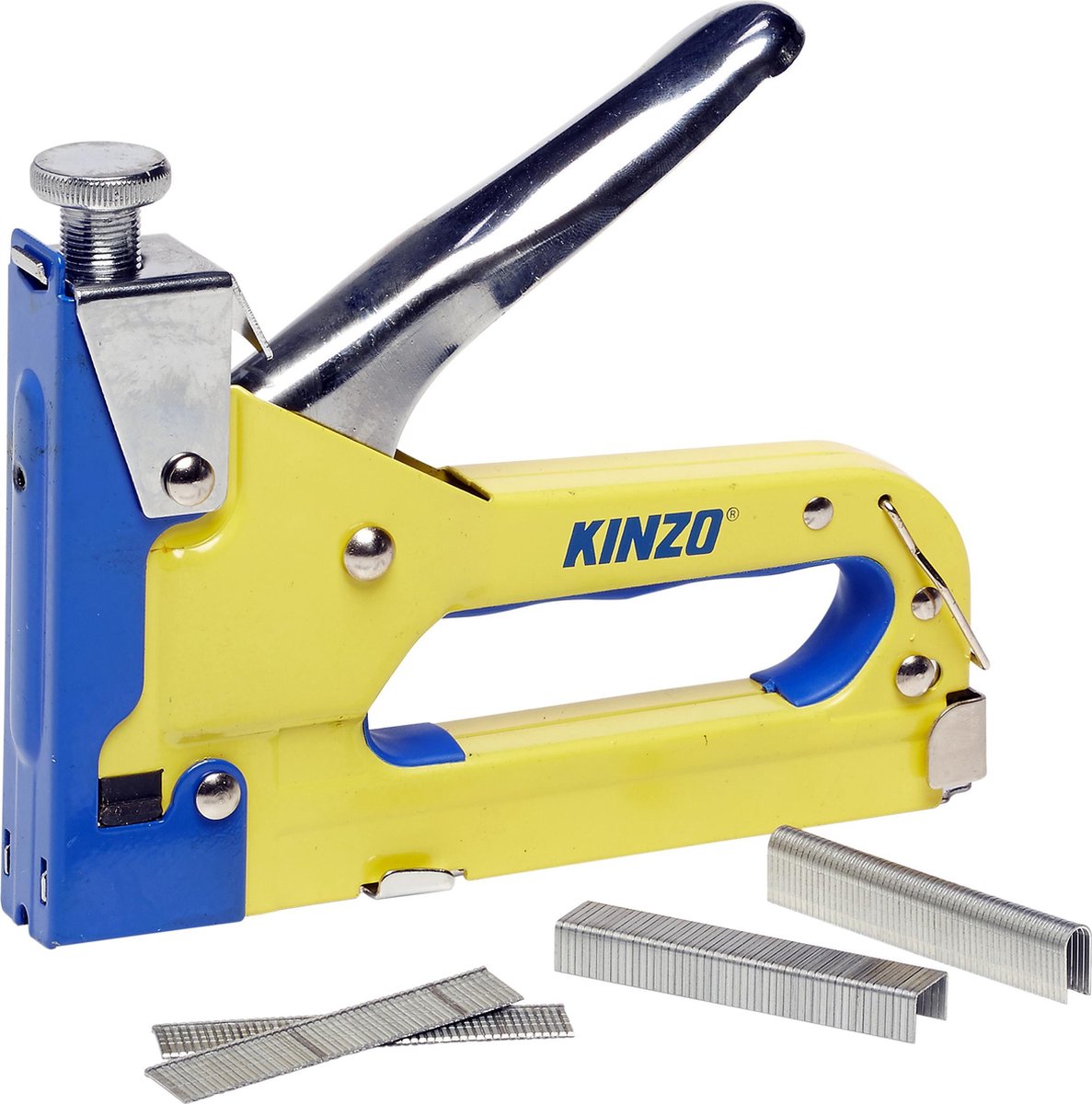 Kinzo Tacker Nietmachine - incl. 1500 Spijkers en Nieten - voor Vloerbedekking en Hout - Traploos Instelbaar - Kinzo