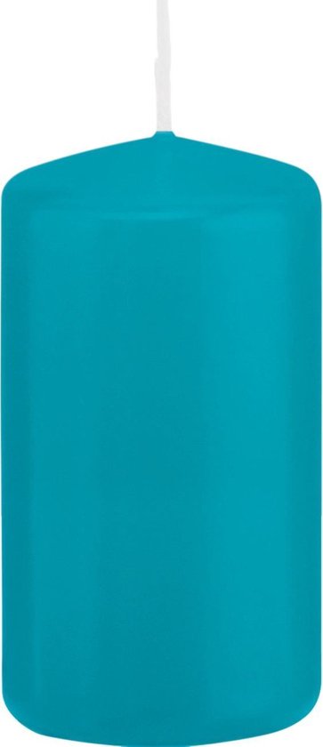 1x Turquoise blauwe cilinderkaarsen/stompkaarsen 6 x 12 cm 40 branduren - Geurloze kaarsen turkoois blauw - Woondecoraties