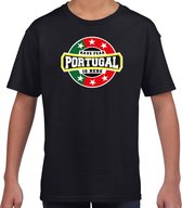 Have fear Portugal is here t-shirt met sterren embleem in de kleuren van de Portugese vlag - zwart - kids - Portugal supporter / Portugees elftal fan shirt / EK / WK / kleding 146/152