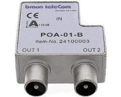 KabelKeur Coax splitter - Braun Telecom (Vrouwelijk naar 2x mannelijk)