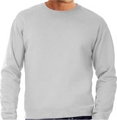 Grote maten sweater / sweatshirt trui grijs met ronde hals voor heren - grijze - basic sweaters 3XL (58)