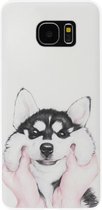 ADEL Siliconen Back Cover Softcase Hoesje Geschikt voor Samsung Galaxy S7 - Husky Hond