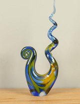 Glasobject geel/blauw, 39 cm, A36. Glassculptuur, Glaskunst