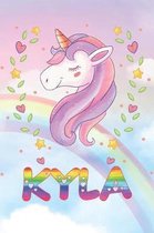 Kyla: Kyla Unicorn Notebook Rainbow Journal 6x9 Personalized Customized Gift For Someones Surname Or First Name is Kyla
